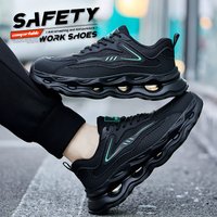 LEIANDUN Men's safety shoes are super lightweight, breathable, comfortable, anti smashing, plastic toe protection and work shoes