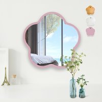 12in Cartoon Flower-Shaped Acrylic Wooden Decorative Mirror Kids Ideal Kindergarten Dormitories Schools Bedrooms Wall Decoration