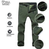 TRVLWEGO Winter Men Camping Hiking Pants Tactic Travel Soft Shell Warm Waterproof Fleece Windproof Outdoor Trekking Trousers