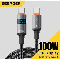 Essager 100W Type C to Type C Cable 5A PD Fast Charging USB C to USB C Display Cable For Macbook Laptop iPad Xiaomi iPhone 16 15