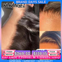 Wow Angel 13x4 13x6 HD dentelle frontale seulement peaux fondues brésilien droit cheveux humains 5x5 6x6 HD dentelle fermeture pré plumée partie libre