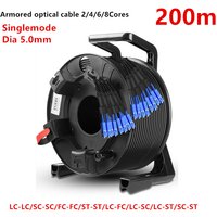 TPU Armored Fiber Optic Cable,Singlemode,Outdoor Optical Cable,2/4/6/8 Cores, LC-LC,With PCD310 Reel and Protective Cover,200m