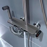 Rainlfall Pressurized Shower Set for Bathroom Four Ways Water Outlet Bathroom Shower Faucet Set Wall Mounted Brass Shower System