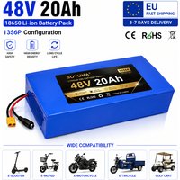 48V Akku 20Ah Lithium-Ionen-Akkupack 18650 Zellen 13S6P Smart BMS Wiederaufladbarer Akku für E-Bike Elektroroller Fahrrad Motorsteuerung XT60 Anschluss EU-Lager Schneller Versand