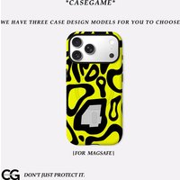 Casegame Matte Bumper for Magsafe Case for IPhone 17 16 15 14 Plus 13 Pro Max Shockproof Hard PC Neon Yellow Swirl Cover