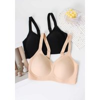 2PCS European seamless seamless seamless solid color sports bra, comfortable and sexy women's underwire anti sagging underwear