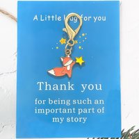 1/8Cute little fox keychain set,Attached“A little hug for you”Inspirational greeting card、Decorative bag、Backpack Ornaments、Car