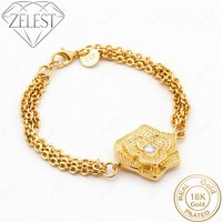 Elegant 925 Sterling Silver 18K Gold Plated 8-inch Exquisite Flower Zircon Bracelet for Women's Fashion Party Jewelry