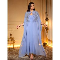 TOLEEN Women's Heavily Embroidered, Floral Embroidered Elegant Stand Collar 2 Pieces Arabic Style Dress, Party Festivals Spring