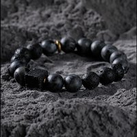 Block Volcanic Lava Stone Bracelet Men Black Classic Matte Obisidian Labradorite Bead Jewelry Women Birthday Gift for Boyfriend