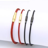 2024 Steel Wire Handmade Braided Rope Bracelet for DIY Transfer Beads Stainless Steel Buckle Bracelet Jewelry Making Supplies