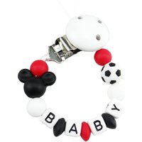 Handmade Custom Name DIY Baby Pacifier Clip Personalised Name Silicone Football Chain Teether BPA Free Newborn Toy Gift