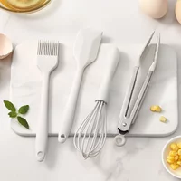 4PCS Set Silicone Baking Set Utensils Food Grade Non-stick Cooking Spatula Silicone Oil Brush Egg Whisk Food Clip Kitchen Tools