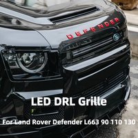 Gloss Black Front Bumper LED DRL Grille Dynamic For Land Rover Defender L663 90 110 130 2020-2024