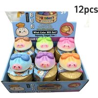 12Pcs Rainbow Cartoon Squishy Bun Set Slow Rebound Stress Relief Fidget Cute Simulation Dumpling Gift Box For Kids Collect Play