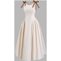 Summer French solid color fashion dress for plus-size ladies, round-neck halter mid-length dress