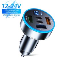 250W 5 Ports Car Charger Fast Charging PD QC3.0 USB C Car Phone Charger Type C Adapter In Car