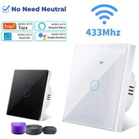 Tuya Smart Life Light Switch WiFi Touch Sensor Smart Switch App Remote Control No Neutral Wire 110V 220V For Alexa Google Home