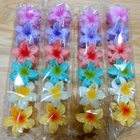 24pcs Colorful Plastic Flower Hair Clips – Women Sweet Pastel Shark Clip Hair Additions, Hand Wash Only, Bright Pink, Blue