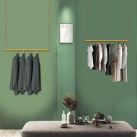2Pcs Gold Clothes Display Rail Garment Hanging Clothing Rack for Store Shop Home