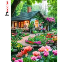 Huacan 5D Diamond Painting Fairy Garden Flower Diamond Mosaic Landscape Complete Kit Wall Decor
