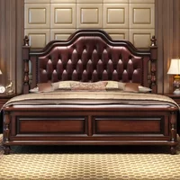 Elegant Brown Double Bed Adults Japanese Soft Modern Cloud Double Bed Storage Wooden King Size Camas Matrimoniales Furniture