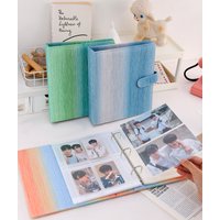 Gradient Striped A5 Binder 3-Ring PU Leather Loose-Leaf Album K-Pop Photocard Holder Idol Albums Korean ํฌ์นด ๋ฐ์ธ๋