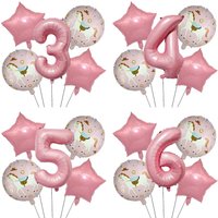 Pink Round Horse Balloons 32inch Number Balloon Star Balloon Racing Horse Themed Girl Birthday Baby Shower Party Decor