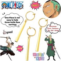 One Piece Roronoa Zoro Cartoon Animation Peripheral Earrings Ear Clip Personality Creative No Ear Hole Three Knife Flow Earrings