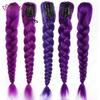28inch Braided Purple Hair Ponytail Extensions Hair for Kids Christmas Cosplay Rumi Hair Christmas Synthetic Fake Pony Tail