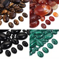 2/5/10Pcs Natural Stone Cabochon Beads Oval Flatback Tiger Eye Agate Cabochon Cameo for DIY Ring Necklace Jewelry Accessories