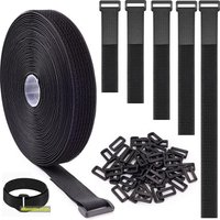 2M Reusable Hook and Loop Fastener Cable Tape Cable Straps With Buckles Cut-to-Length Nylon Self-Adhesive Secure Strap Organizer