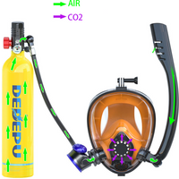 DEDEPU 1L Aluminum Mini Diving Tank – 10–20 Mins Breathing Time, with Manual Pump & Dual-Hose Full-Face Mask