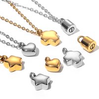 Mini Stainless Steel Heart/Cross/Star/Padlock Charm Cremation Urn Necklace/Bracelet Pendant Memorial Jewelry Making Wholesale