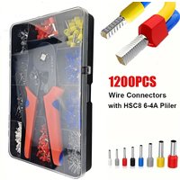 HSC8 6-4 European style tubular terminal crimping pliers with 1200PCS wire crimping terminals, crimping terminal tool kit
