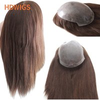 Women Toupee Human Hair Wigs Straight Vloop Human Hair System Replacement Thin Skin Full PU Hairpiece Invisible Natural Hairline