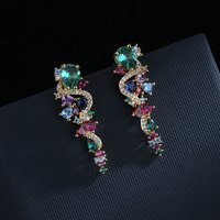 925 silver light luxury micro-inlaid zircon flowers earrings exaggerated super flash temperament bride wedding dress wedding