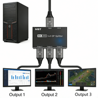 MST DisplayPort Splitter 1 in 3 Out 8K@30Hz 4K@144Hz DP 1.4 Splitter SST Hub Adapter 1*3 Port for 3 Ultra HD DisplayPort for TV