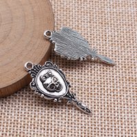 IFOCUS 10pcs/Lot Bow Skull Mirror Charms Magic Mirror Charms For DIY Jewelry Making Zinc Alloy 34x15mm/1.34x0.59inch