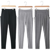 Summer Thin Modal Casual Pants Women's High Waist Harlan Loose Long Trousers All Match Pure Color Large Size Women's Pants