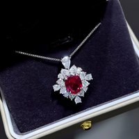 Huitan Gorgeous Charming Pendant Necklace for Women Bright Red Zirconia Stone Jewelry for Wedding Party Female Chic Accessories