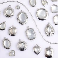 2pcs Enamel&Shell Charm Personality Geometric Stainless Steel Charms For Jewelry Making Bulk Handmade Necklace Pendant Materials