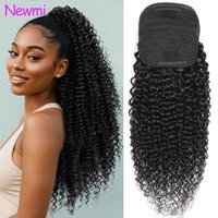 Newmi Kinky Curly Human Hair Drawstring Ponytail Extensions Unprocessed Brazilian Virgin 100% Human Hair Extensions For Women