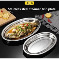 Multi-Size 304 Stainless Steel Oval Fish Plates Household Food Dinner Steamed Shallow Plate Dishes Kitchen Tableware Dinnerware