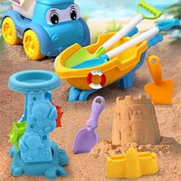 Children’s Beach Toy Set with ATV Design - Sand Digging Water Play Tools, Bucket, Shovel & Hourglass, Random Colors