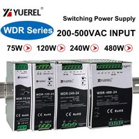 Alimentation à découpage industrielle sur rail DIN à sortie unique 380V CA, WDR 75W 120W 150W 240W 480W 12V 24V 48V, transformateur de puissance