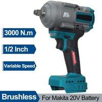 3000N.m 1/2 "akumulatorowy elektryczny klucz udarowy o zmiennej prędkości bezszczotkowy klucz elektryczny narzędzie do naprawy samochodu do akumulatora Makita 20V