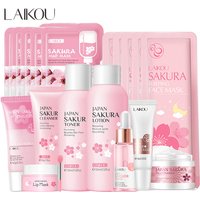 Sakura Facial Cleaner Korean Face Serum Exfoliating Peeling Gel Moisturize Toner Eye Cream Sunscreen Cosmetics Skin Care Set