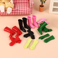 【MK】1Set 1:12 Dollhouse Miniature Rain Boots Gardening Gloves Gloves Baking Gloves Laundry Mitts Model Farm Decor Toy