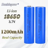 Doublepow Li Ion Battery 18650 3.7V Rechargeable Lithium Batteries 1200mAh Flat/Pointed Head for Small Fan Flashlight Amplifier